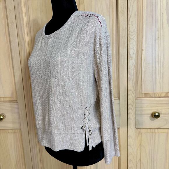 Tommy Bahama Tan Girls Side Lace Up Signature Embroidery Pullover Sweater Sz 14 - Picture 4 of 16
